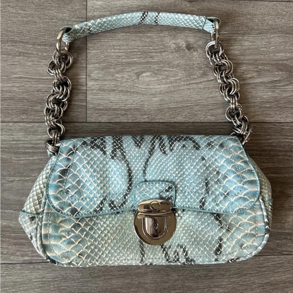 VTG 90’s Y2K Turquoise Exotic Snakeskin Python Luxury Handbag RARE - Picture 16 of 16